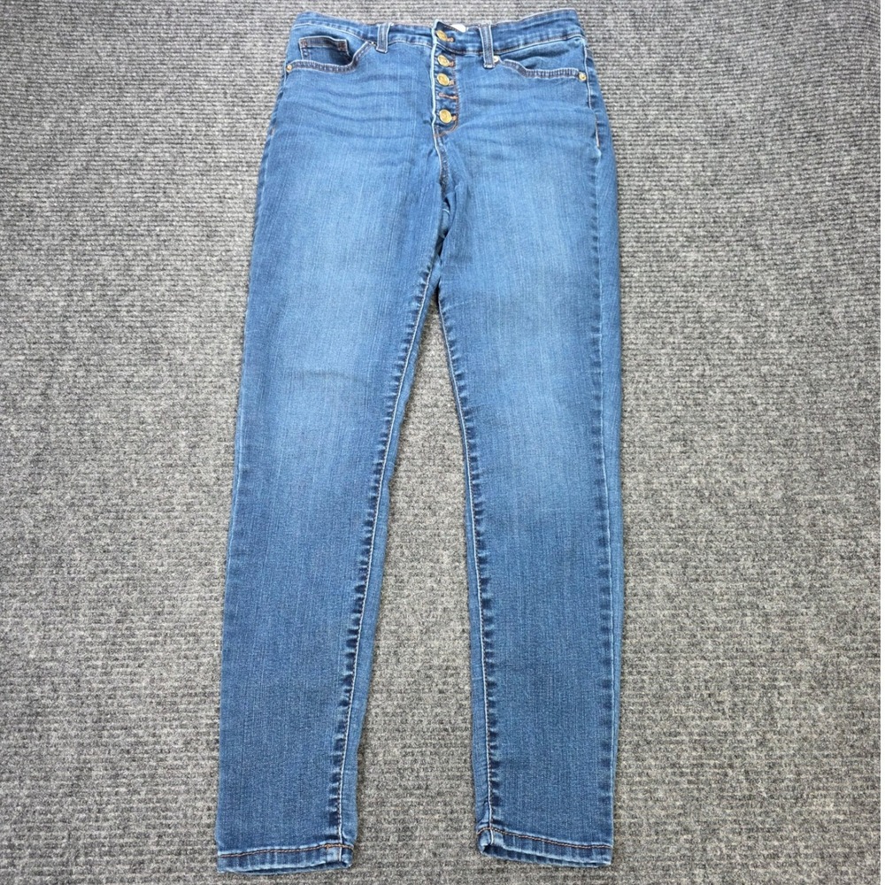 Crown & Ivy High Rise Skinny Jeans Women's Size 10R Blue Button Fly Medium Wash